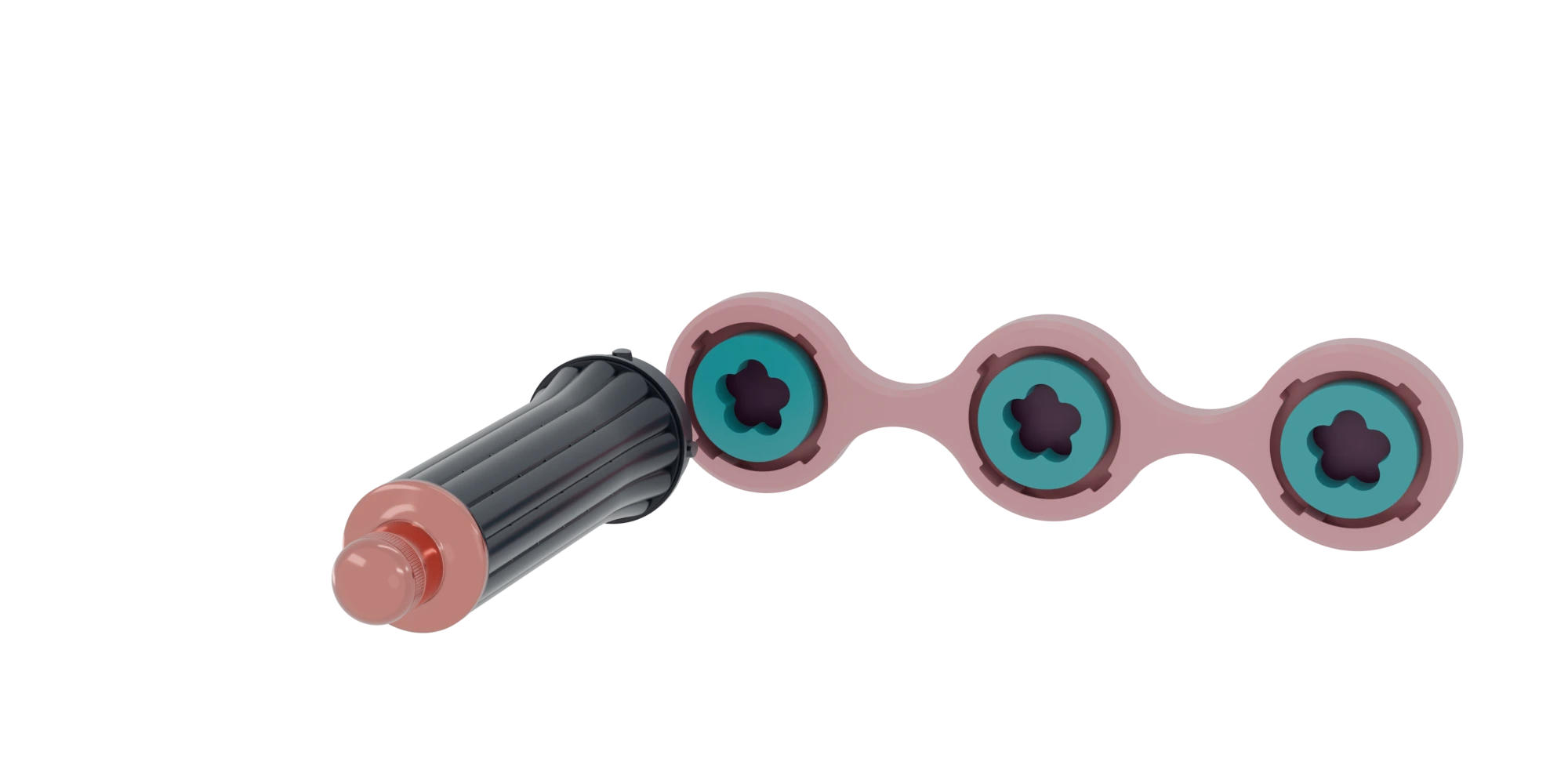 Roselle Trio modular attachment holder with styling attachment in Blush / Lagoon
